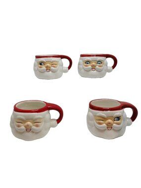 18 Degree's  Small Kitchi  Santa Face  Mugs Assorted Mugs Set Of 4 2"1/2x4 New